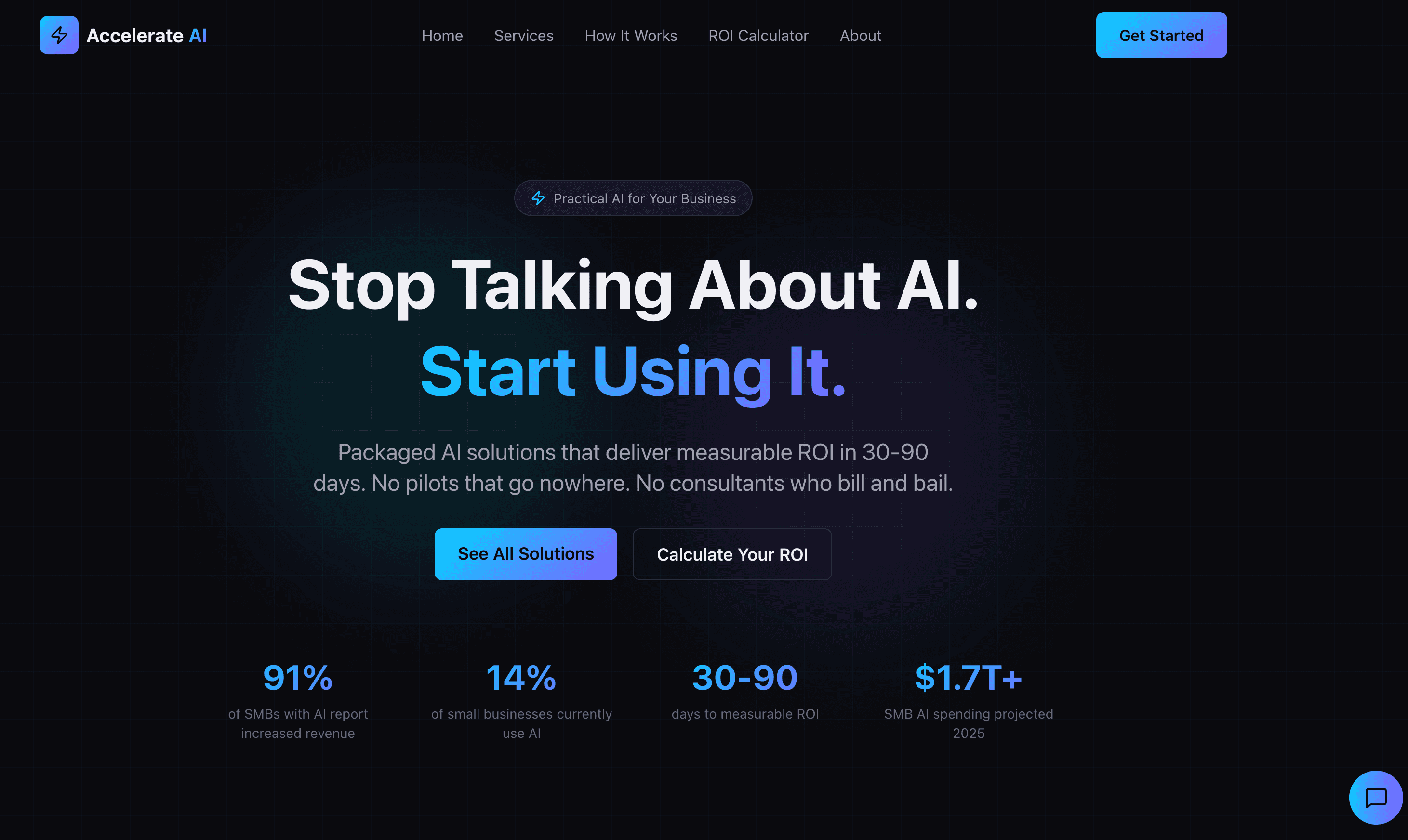 Screenshot of the Accelerate AI website
